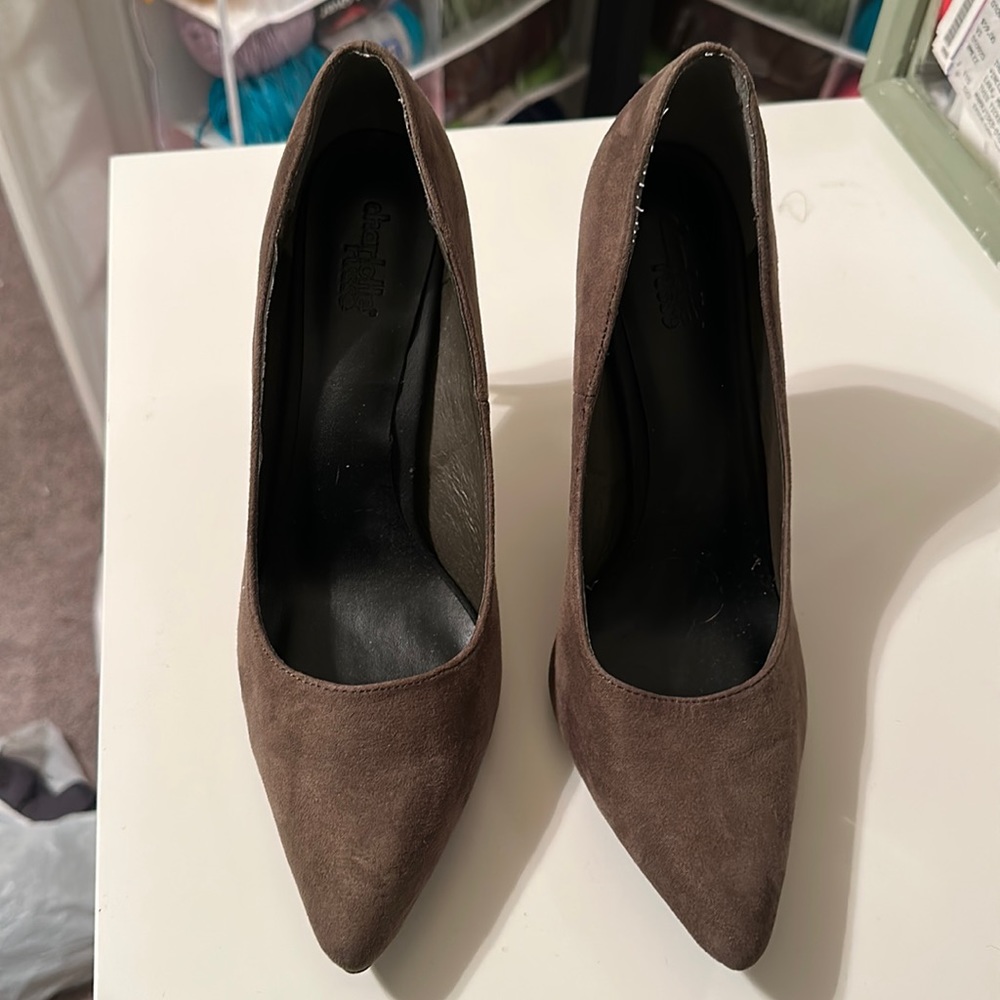 Suede pump heels